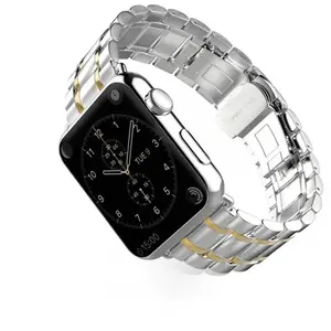 De acero inoxidable correa de reloj para apple cinco grano banda iwatch serie 7 6 5 4 series3 series2 series1