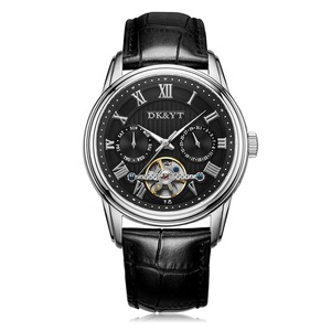 Nuevo Reloj Mecánico para Hombre con Doble Esfera Hueca, Tourbillon, <span class=keywords><strong>Calendario</strong></span>, Correa de Cuero, Resistente al Agua - Product Image 4