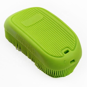Para baño herramienta de masaje limpieza removedor de pelo <span class=keywords><strong>curry</strong></span> de goma suave cerdas de palm baño mano piel removedor de cepillo para perros - Product Image 2