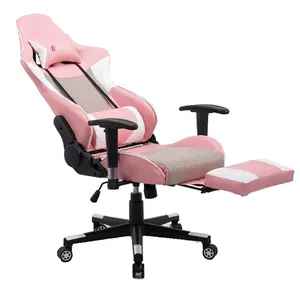गुलाबी रंग चरम खेल कुर्सी footrest के साथ गेमिंग