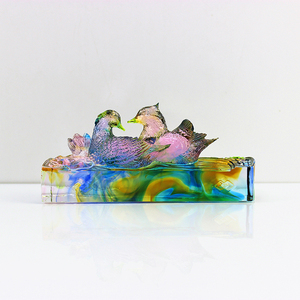 2019 de vidrio personalizado animal escultura arte decoración Pato Mandarín estatuilla - Product Image 3