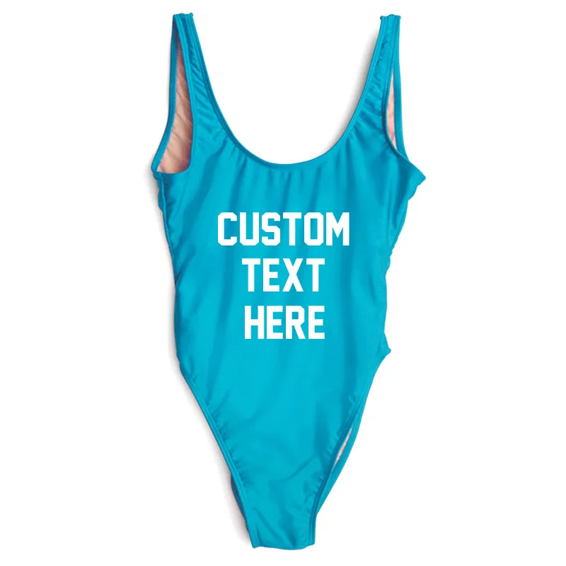 טקסט מותאם אישית חתיכה אחת בגד ים קיץ רחצה חליפת בגדי ים נשים סקסי בגד גוף וחוף לשחות חליפה