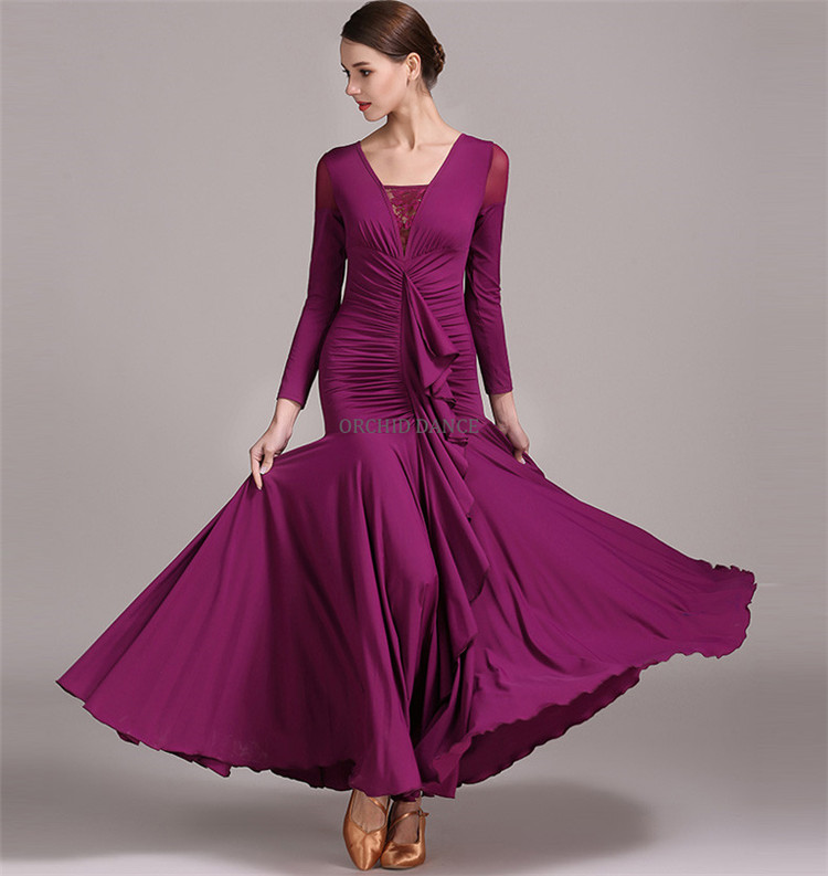 Оптовая продажа, высококачественное женское платье с длинным рукавом для бальных танцев, тренировочная одежда
