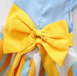 New Design fancy baby dress hot air balloon printed Bowknot <span class=keywords><strong>Blue</strong></span> kids party dress - Product Image 4