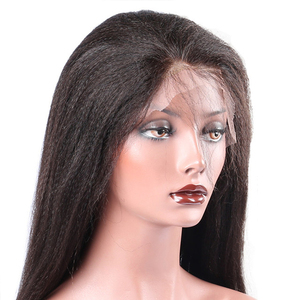 Fábrica precio barato cabello humano luz Yaki recta la peluca delantera de encaje peruano encaje rizado Peluca de pelo recto - Product Image 5
