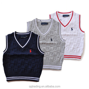 2017 Pas Cher Bébé Garçons Filles Tricot Col Bas Enfants <span class=keywords><strong>Pull</strong></span> Sans Manches Uniforme Scolaire Gilet Vêtements - Product Image 1