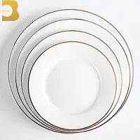 Набор тарелок 6, 8, 10, 12, 4 шт., керамические обеденные тарелки с золотым ободком