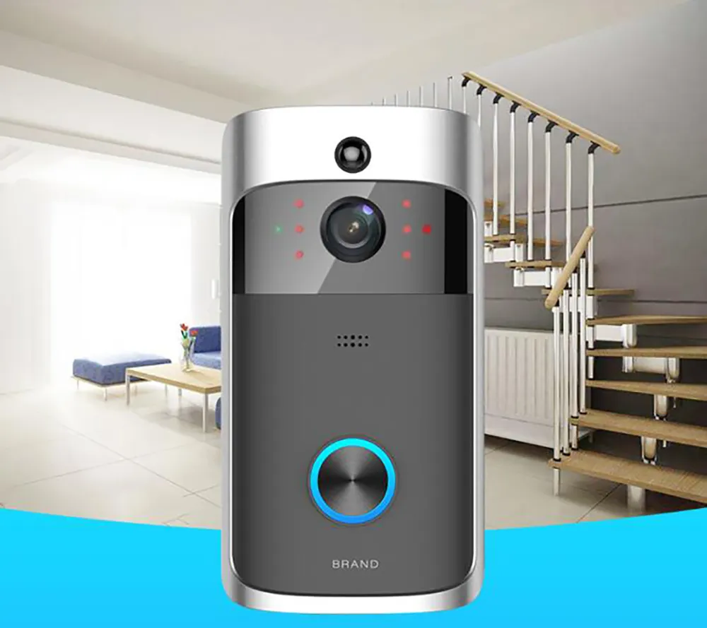 Timbre inalámbrico inteligente V5, cámara de vídeo con visión nocturna, wifi, 2019