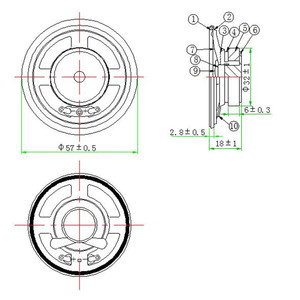 LS57W-1F-R8เฟอร์ไรต์กลมเล็ก2.25นิ้วอุปกรณ์กลางแจ้งลำโพงกันน้ำ<span class=keywords><strong>8</strong></span>โอห์ม2W 4V - Product Image 3