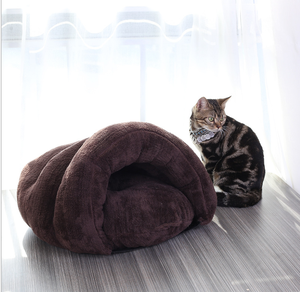 2021 Hot Sale Semi Enclosed Fluffy Coral Fleece Winter Warm <strong>Soft</strong> Plush Cute Cat <strong>Dog</strong> House Pet <strong>Bed</strong> Wholesale - Product Image 2