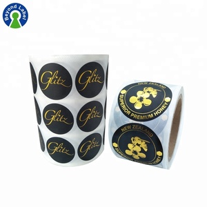 Stampato Rotondo di Marca <span class=keywords><strong>Nome</strong></span> Logo <span class=keywords><strong>Adesivi</strong></span> In Vinile Lucido Impermeabile Etichette <span class=keywords><strong>con</strong></span> Oro Foglio di Stampa A Caldo - Product Image 4