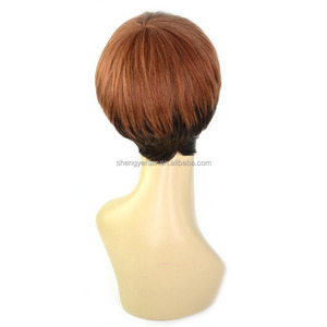 Ombre Pelucas sjipping libre $33 Virginal Recta Peluca de Cabello Humano Con Bang Corto Pelucas para Afroamericano Wome - Product Image 5