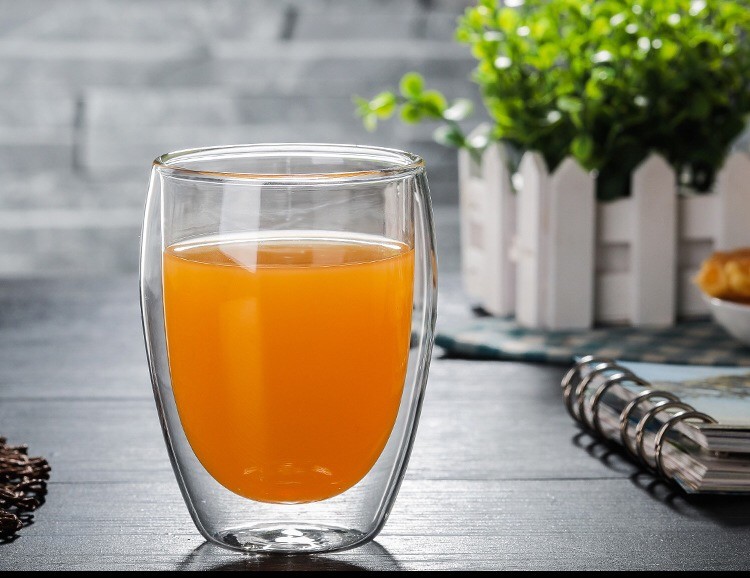 Wholesale Custom Logo Transparent double wall heat resistant borosilicate stemless glass coffee cup