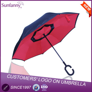Oferta de la fábrica de paraguas de doble capa paraguas inverso de adentro hacia afuera con forma de C asa - Product Image 2