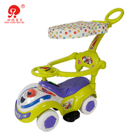 Voiture à pousser pour tout-petits en forme de voiture avec lumières LED clignotantes et musique rose