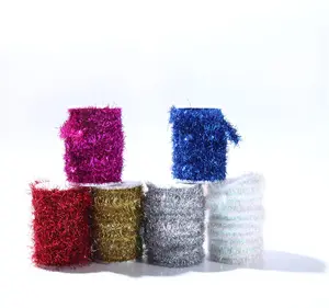 wholesale christmas wired tinsel garland shiny decorative tinsel garland