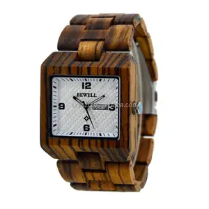 Produceert Horloges Reliëf Zebra Houten Hand Klok Bamboe Horloges Voor Mannen