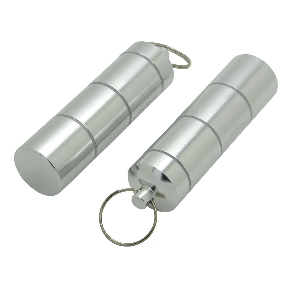 Waterproof Tube Box Keychain Pill Holders Aluminum Pill Storage Case