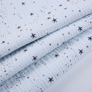 Couverture en coton biologique à motif étoiles pour bébé, <span class=keywords><strong>double</strong></span> couche, en <span class=keywords><strong>gaze</strong></span> de coton, mousseline peignée, blanc, certifié dot, 100% - Product Image 5