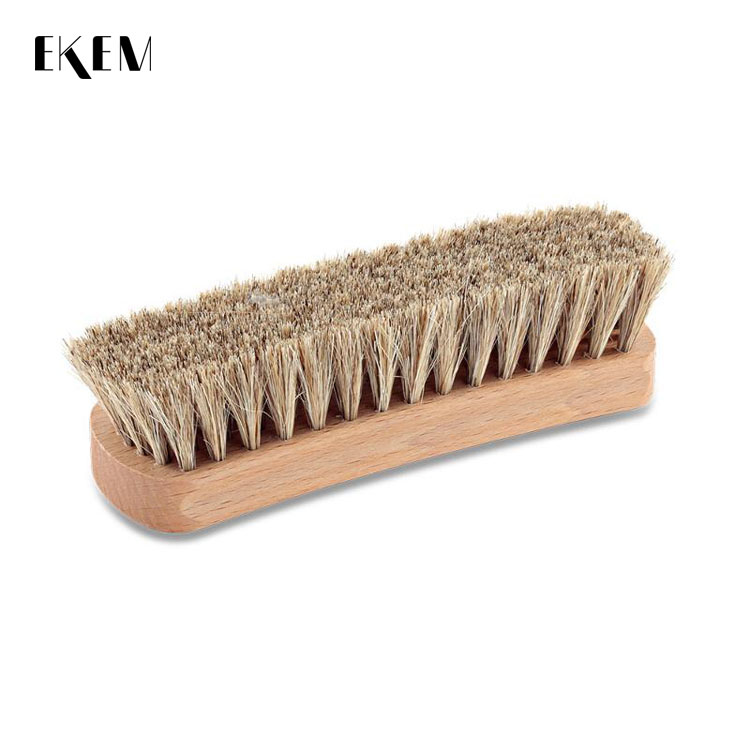 EKEM портативная кожаная блестящая деревянная щетка для обуви с конским ворсом