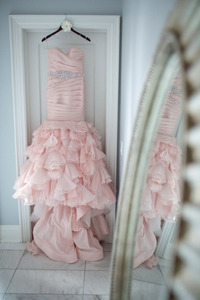LL033 sıcak satış pileli sevgiliye allık pembe düğün elbisesi organze Ruffled Mermaid düğün elbisesi es gelinlikler Vestidos - Product Image 2