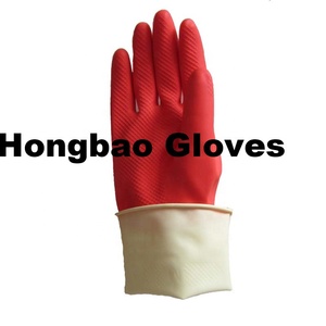 Guantes de goma natural <span class=keywords><strong>bicolor</strong></span> de 70g, látex impermeable duradero rojo y blanco para limpieza de cocina para protección diaria de invierno y verano - Product Image 5