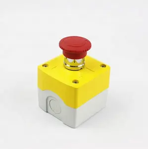 Interruptor amarelo de parada de emergência, caixa de parada de emergência, interruptor de botão