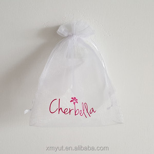 Schoen Zak/Organza Pouch Goedkope Bedrukt Organza Gift Koord Recyclebaar Wit Met Roze Logo Of Aangepaste Aanvaardbaar - Product Image 2