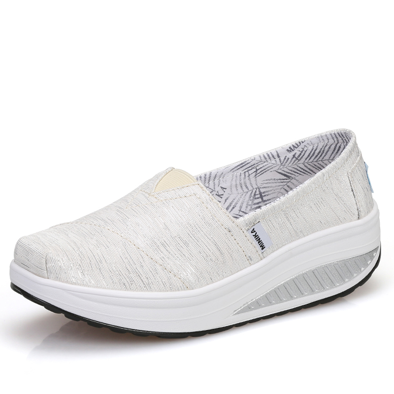 Greatshoe дешевая повседневная женская обувь на танкетке, белая парусиновая обувь без шнуровки оптом, женские и женские туфли на танкетке