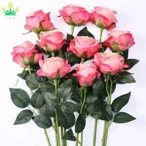 Rosa café flores de seda artificiales hoja Rosa boda decoración <span class=keywords><strong>Floral</strong></span> ramo paquete de 2 para la graduación Día del Padre y el día de la madre - Product Image 2