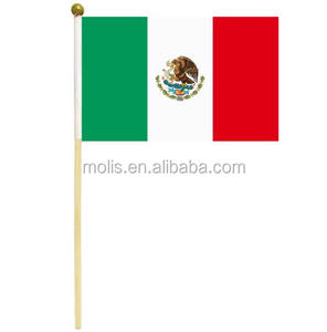 Mini drapeau mexicain à agiter à la main avec mât en <span class=keywords><strong>bois</strong></span>, en gros - Product Image 1