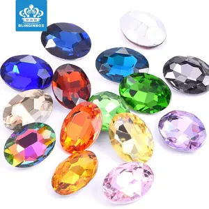 Blinginbox vente en gros de forme ovale diverses couleurs Point arrière verre fantaisie pierre pour vêtements - Product Image 1
