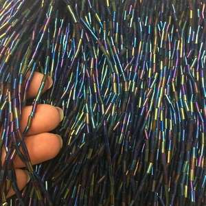 ลูกไม้ประดับขอบลูกปัดสีเงินชมพูทอง/ดำประดับพู่ลูกไม้5.5สนาม/ล็อต - Product Image 5