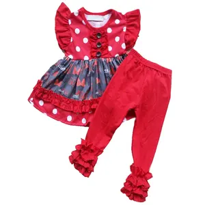 Ropa de verano para niña pequeña, conjuntos de vestidos de lunares rojos, conjuntos a juego de Brother Sister, ropa de Boutique para niña 2019