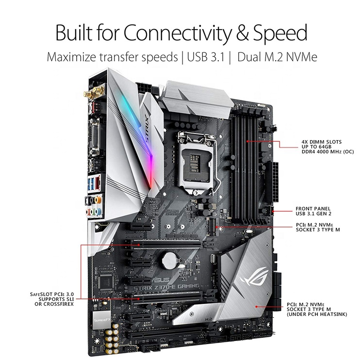 ASUS ROG STRIX Z370-E Gaming Motherboard for Intel CPUs