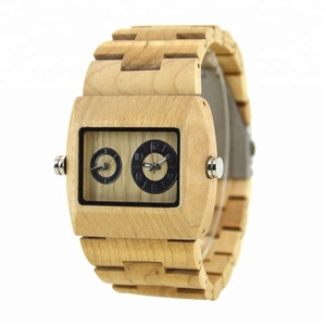 Montre à quartz carrée en bois faite à la main de vente chaude montre-bracelet à la mode - Product Image 1