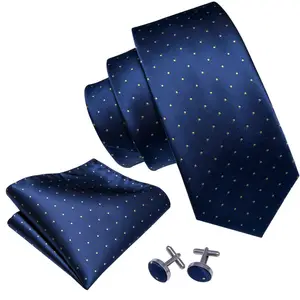 Corbatas personalizadas de lujo para hombre, corbatas de seda italiana con lunares azules, venta al por mayor