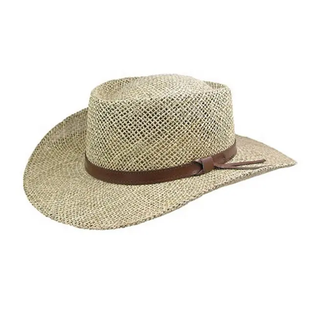 Kualitas Premium Twisted Alami Lamun Penjudi Gaya Topi Yang Sesuai dengan Warna Terry Elastis Pita Penahan Keringat Topi Jerami
