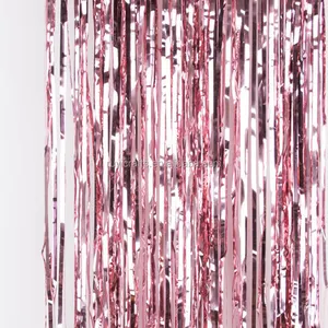 3FT x 8 FT Party & Wedding Backdrop Metallic Foil Curtain Pink
