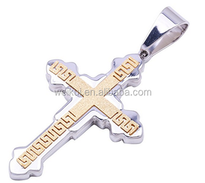 Bijoux en acier inoxydable, collier avec pendentif en croix, pour hommes et garçons, chaîne en <span class=keywords><strong>or</strong></span>, véritable lien cubain, banderole - Product Image 2