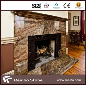 Hot Sale The Rainforest Brown Marble Fireplaces Surround