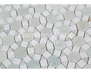 بلاط فسيفساء رخامي مصقول من ثاسوس الأبيض ومينغ الأخضر من شركة سنتشري موزاييك - Product Image 2