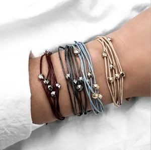 2019 Nieuwe Populaire Bohemian Stijl Geweven Uitbreidbaar Katoenen Koord Stapelbaar Kralen Armband