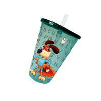 Taza para beber con diseño de logotipo personalizado con tapa y pajita, vasos promocionales para beber, juguetes para fiestas al por menor, vasos de plástico para restaurante