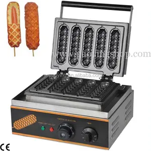 Uso commerciale Non-bastone 110v 220v Elettrico 5pcs Francese Hot Dog su UN Bastone Lolly Waffle maker