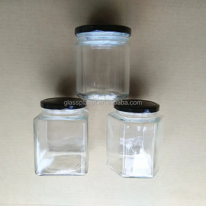 50ml - 1000ml Zylinder quadratisches Sechs kantglas Honig glas Marmeladen flasche mit Metall deckel