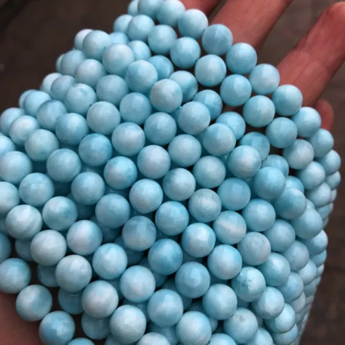 Wholesale Natural gem beads larimar stone round beads for jewelry making (AB1911)