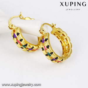 92091 Xuping China 24K color oro joyas de imitación aleación de cobre estilo cautivante con strass colorado aretes para mujeres - Product Image 5