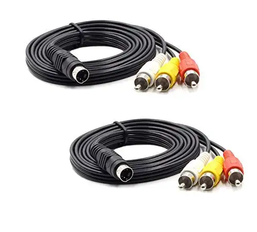 4 Pin Mini DIN S-Video Plug to 3 RCA Plug Cable S-Video 4-3-2-5-6-7-8-9 Pin Male to 2-3-RCA Male Composite Video Cable Adapter