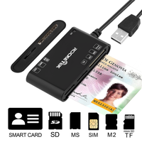 Rocketek-lector de tarjetas sim multiranura USB 2,0, lector de tarjetas atm inteligente de mesa portátil con MMC M2 TF CAC